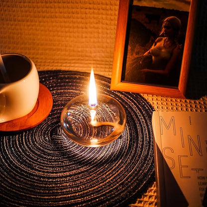 Refillable Liquid Petite Oil lamp - Sturdy Borosillicate Glass Oil Candle (Oval)