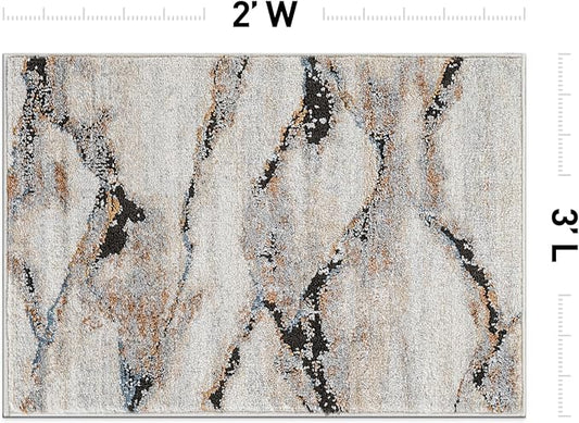Rugshop Contemporary Gray Striated Area Rug Modern Rug for Entryway, Doormat, or Kitchen Easy to Clean, Durable, Kid & Pet Friendly 2' x 3'