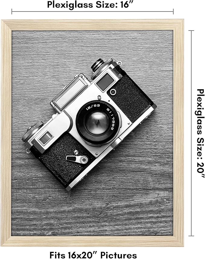 Americanflat 16x20 Picture Frame with Polished Plexiglass - Wide Picture Frames Made of Engineered Wood for Vertical or Horizontal Wall Display - Epic Collection - Natural Oak