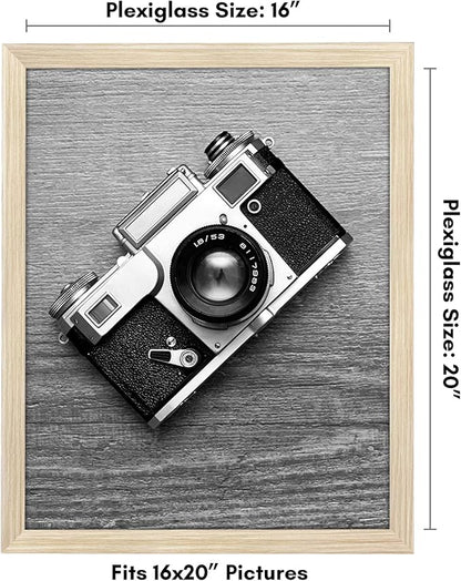 Americanflat 16x20 Picture Frame with Polished Plexiglass - Wide Picture Frames Made of Engineered Wood for Vertical or Horizontal Wall Display - Epic Collection - Natural Oak