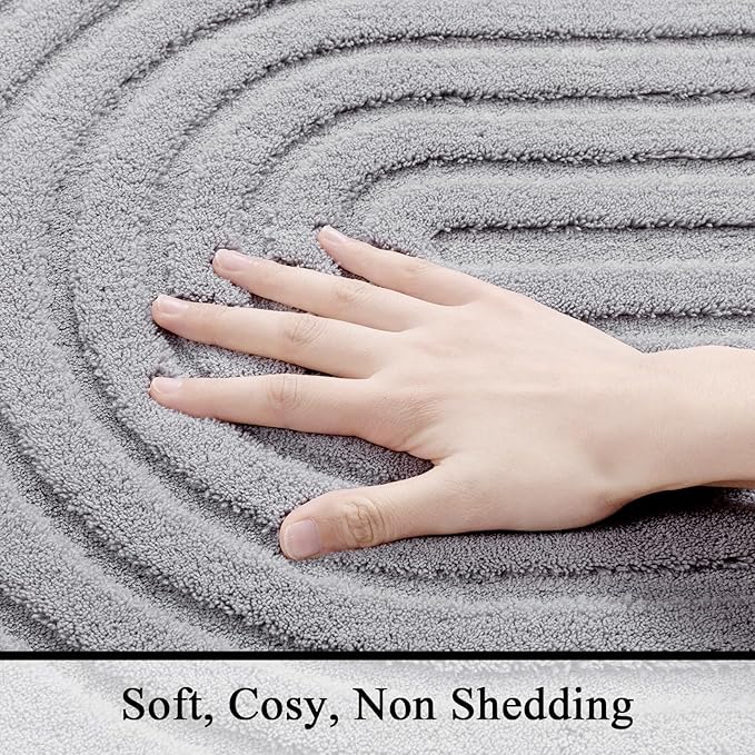 SHACOS Soft Cozy Fluffy Arch Pattern High Low Pile Area Rugs 6'x9' Large Non Slip Washable Modern Geometric Rug Scandinavian Minimalist Carpet for Living Room Bedroom Dining Room, Light Grey