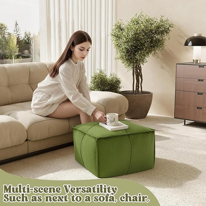 MeMoreCool Stuffed Round Pouf Ottoman Foot Rest, Floor Pouf Foot Stool with Soft Foam Chunk Filling, Small Round Ottoman Footstool Circle Footrest for Living Room