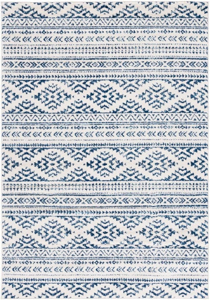 SAFAVIEH Tulum Collection Accent Rug - 2' x 3', Ivory & Navy, Moroccan Boho Tribal Design, Non-Shedding & Easy to Clean, Ideal for Front Door, Kitchen, Entryway, Foyer (TUL272D)