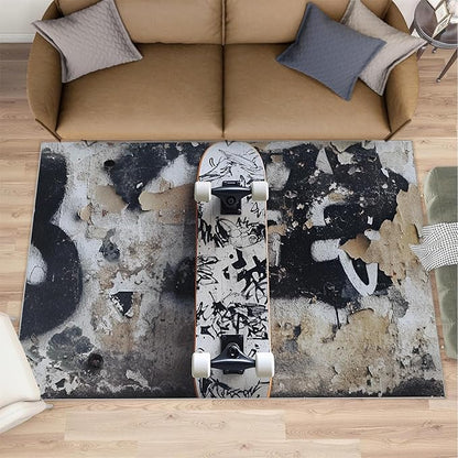 Dragons Rug for Living Room, Fantasy Animals 6x8 Area Rug Magical Creatures Rug for Bedroom Non-Slip Indoor Floor Carpet, Low Pile Resistant Carpet for Dining Room, Office, Home Decor