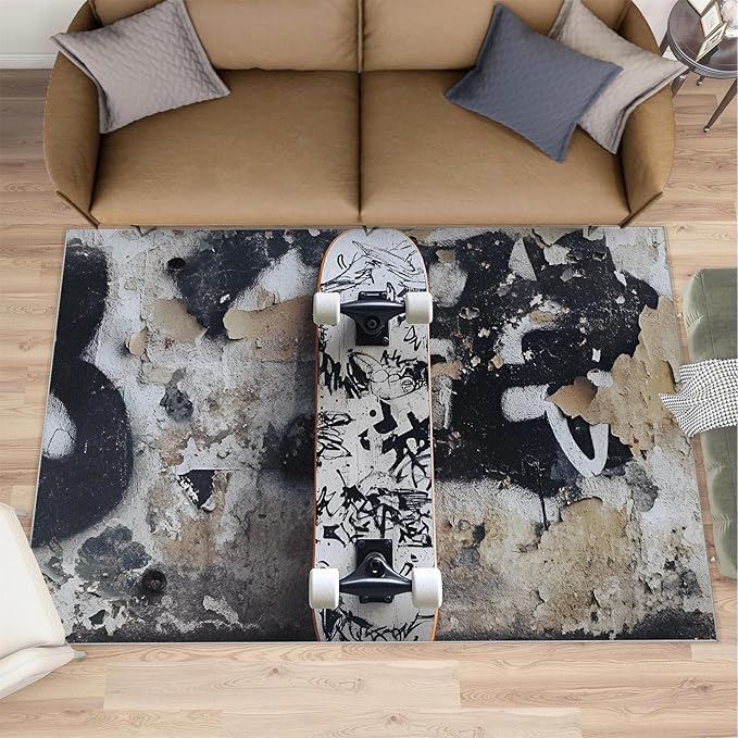 Dragons Rug for Living Room, Fantasy Animals 6x9 Area Rug Magical Creatures Rug for Bedroom Non-Slip Indoor Floor Carpet, Low Pile Resistant Carpet for Dining Room, Office, Home Decor