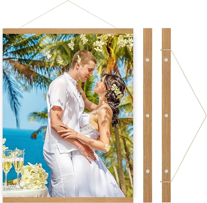 SZDHHH Custom Photo Prints with Magnetic Hanger Frame Canvas Poster Prints With Your Photos Personalized Hanging Poster Pictures Wall Art Decor Framed for Home Decor Gifts Keepsakes (20" Lx16 W)