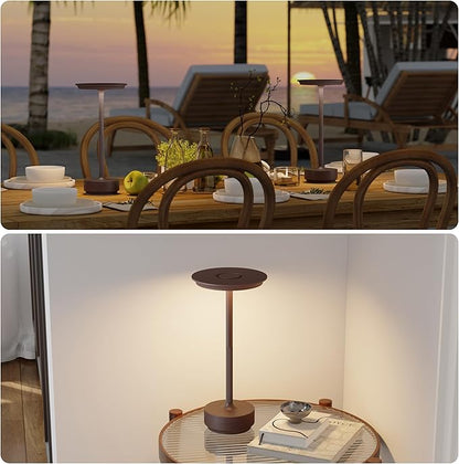 2 Pack Rechargeable Cordless Table Lamps, 5000mAh Portable Battery Table Light, 3 Color Stepless Dimming LED Table Light with Memory Function, for Outdoor/Home/Patio/Restaurant.(Rust)