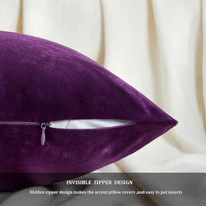 GIGIZAZA Decorative Couch Throw Pillow Covers,Set of 2 Purple Square Pillow Cushion Covers 22x22,Pillow Cases Velvet Pillow Covers