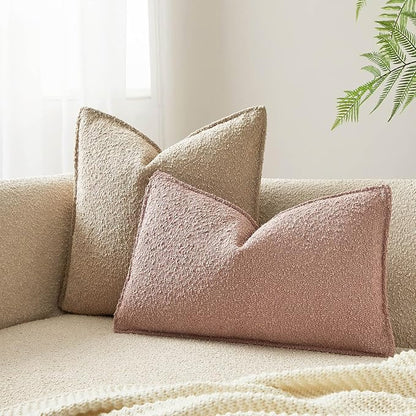 JUSPURBET 14x24 Throw Pillow Covers Set of 2 Decorative Pillow Covers for Couch Sofa Bed Cozy Boucle Textured Lumbar Cushion Covers Cases with Invisible Zipper for Living Room Home Decor,Jam