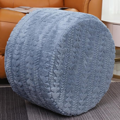 Asuprui Round Footstool Ottoman, 20x14 Inches Multi-Functional Modern Foot Stool,Floor Poufs, Sofa Footrest Extra Seating for Living Room, Entryway, Hallways and Bedrooms (Blue)