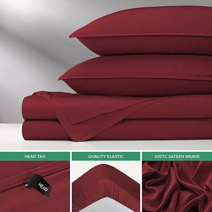Pure Bamboo California King Sheets, Genuine 100% Organic Viscose Derived from Bamboo Bed Sheet Set, Soft & Cooling, Double Stitching, 2 Year Quality Promise (California King, Merlot)