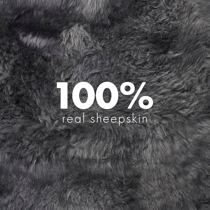 Sheepskin Long Hair 2x3 ft | Bedside Rugs for bedrooms, Sofa, Chair or The Dining Table | Each Sheepskin Rug is Unique and Created by Nature | Small Fluffy Rug in Color Dark Grey