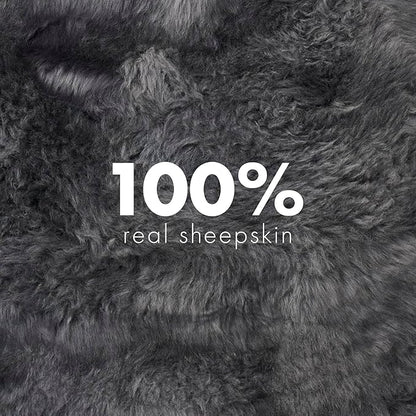 Sheepskin Long Hair 2x3 ft | Bedside Rugs for bedrooms, Sofa, Chair or The Dining Table | Each Sheepskin Rug is Unique and Created by Nature | Small Fluffy Rug in Color Dark Grey