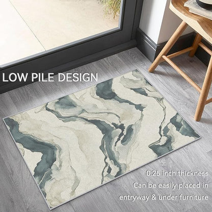 Swirl Rugs for Living Room - Abstract Rug, 4x5 Rug, Contemporary Area Rug & Room Decor, Modern Carpet & Home Decor, Washable Non Slip Anti Skid Rugs