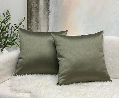Aiking Home 24x24 Inches Faux Silk Square European Shams, Zipper Closure, Sage (Set of 2)