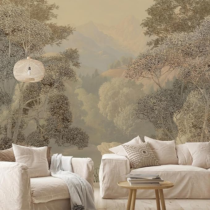 AFZEVEB-Tropical Jungle Wallpaper Landscape Tree Wall murals for Bedroom 136"x96"(Not Peel and Stick)