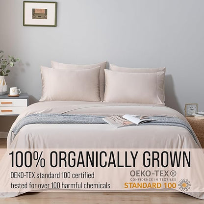 Bella Coterie 6 Piece Luxury Bamboo Viscose Queen Size Sheet Set | 100% Organically Grown | Cooling for Hot Sleepers | 18" Deep Pocket | Soft & Hypoallergenic | 4 Pillowcases [Dune]