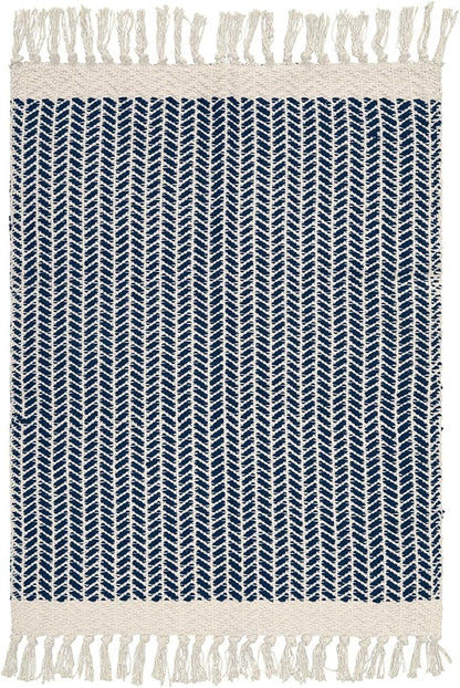 Lahome Boho Bedroom Rug, 3x5 Kitchen Rug Lightweight Rugs for Entryway Living Room Woven Washable Area Rug with Tassels, Farmhouse Navy Blue Throw Rugs Non Shedding Floor Carpet for Living Bedroom