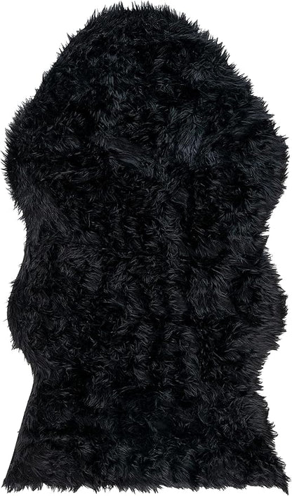 SAFAVIEH Faux Sheep Skin Collection 3' x 5' Black FSS115B Silken Glam 2.35-inch Thick Area Rug