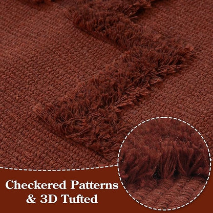Uphome Boho Runners for Hallways 2' x 6', Washable Farmhouse Entryway Runner Rug, Cotton Tufted Bedroom Runner Rugs, Bohemian Tribal Throw Aesthetic Rug for Kitchen Doorway Living Room, Terracotta