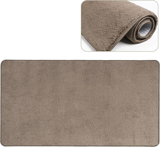 PURE ERA Carpet Stair Tread Landing Mat Area Rug Ultra Plush Shag Soft Non Slip Skid Resistant Tape Free Indoor Doormat Washable Reusable Brown 2' X 6'