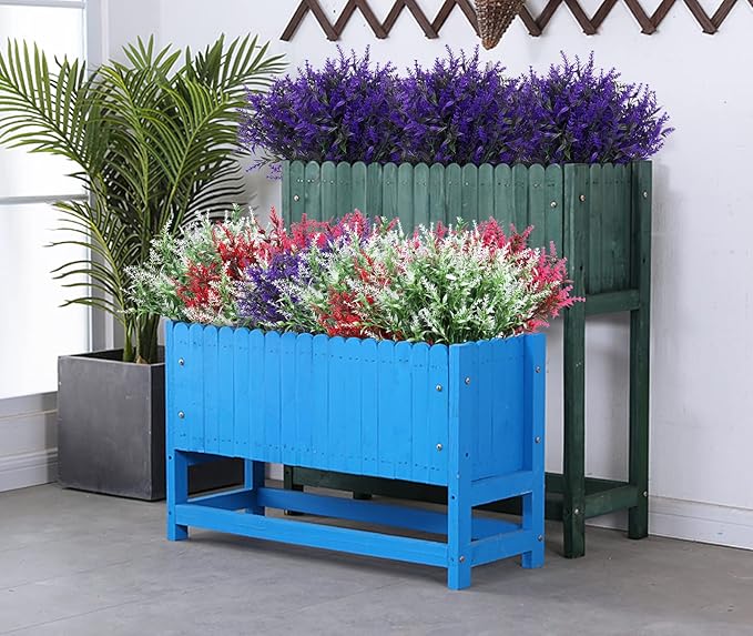 RECUTMS 20 Bundles Outdoor Artificial Flowers UV Resistant Fake Outdoor Plants, Faux Greenery for Indoor Outside Hanging Plants Garden Porch Window Box Home Wedding Farmhouse Décor(Purple)