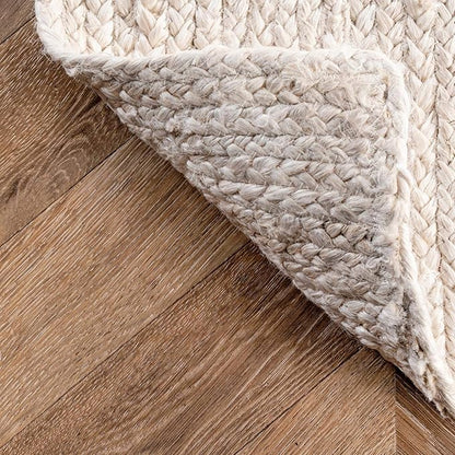 nuLOOM 10 Square Rigo Jute Hand Woven Area Rug, Off White, Solid Farmhouse Design, Natural Fiber, For Bedroom, Living Room, Dining Room, Hallway, Office, Kitchen, Entryway