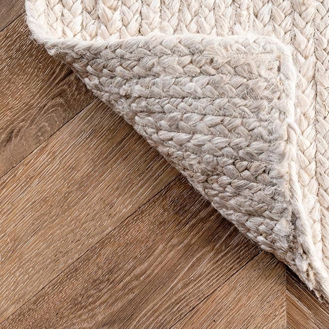nuLOOM 6x9 Rigo Jute Hand Woven Area Rug, Off White, Solid Farmhouse Design, Natural Fiber, For Bedroom, Living Room, Dining Room, Hallway, Office, Kitchen, Entryway