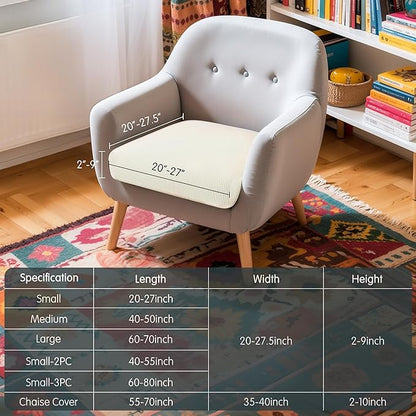 Hokway Couch Cushion Slipcovers Small Stretch Reversible Cushion Protector Slipcovers Sofa Cushion Protector Covers(Creamwhite, Small)