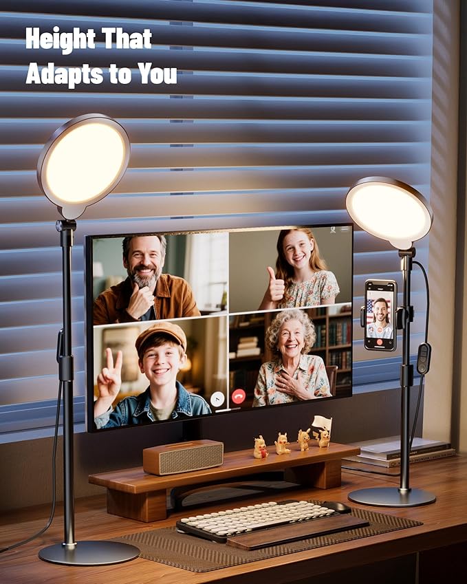 7" Ring Light with Stand for Desk, 3000K-6500K, 30 Lighting Modes for Video Conference, Zoom Lighting for Computer, Adjustable Dimmable Desk Light for Video Recording, Calls, Podcast, Stream, CRI 97.8