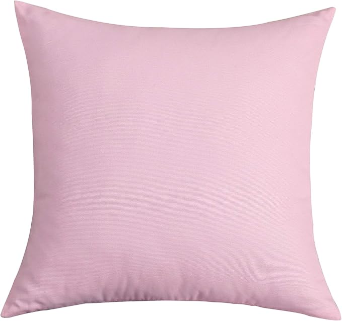 TangDepot Handmade Decorative Solid 100% Cotton Canvas Throw Pillow Covers/Pillow Shams, (24"x24", Salmon Pink)