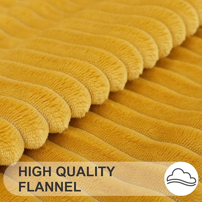 Simmore Decorative Spring Euro Sham Throw Pillow Covers 22x22 Set of 2, Soft Natural Plush Flannel Double-Sided Fluffy Couch Pillow Covers for Sofa Living Room, Mustard Yellow