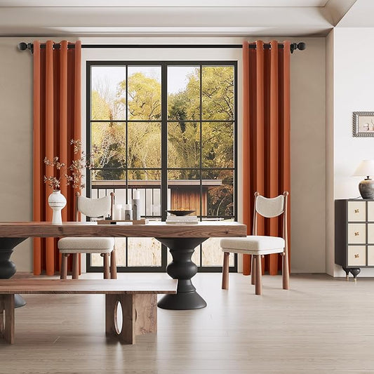 DUALIFE Rust Blackout Curtains Set of 2 Panels 63 Inch Length Solid Energy Efficient Room Darkening Curtains for Living Room Bedroom Thermal Insulated Grommet Top 52x63 Inches Long