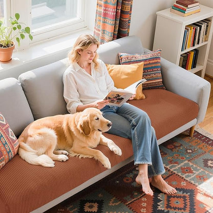 Hokway Couch Cushion Covers Stretch Cushion Covers Sofa Seat Cushion Slipcover Cushion Protector(Brick, Large)