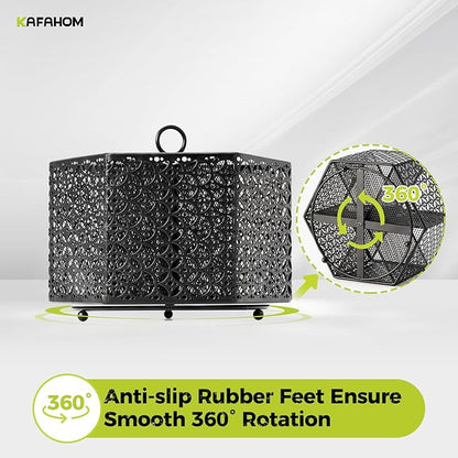 KAFAHOM 360° Rotating Tool Organizer，Small Repair Tool Storage Rack for Desktop Workbench,Hand Tool Stand Holder,Tool Caddy for Wrenches, Pliers, Tweezers, Scissors, Calipers, etc, Black-Hexagon