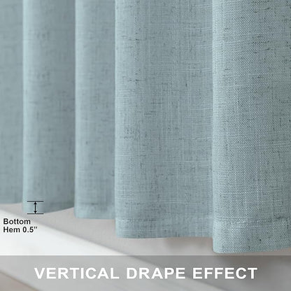 Seafoam Green Curtains 38 Inch Wide for Kitchen Doors 2 Panel Pocket Back Tab Semi Sheer Mini Small Window Aqua Sea Green Curtain for Bedroom Decor Entry Doorway Beach Coastal Decor Width 38x63 Length
