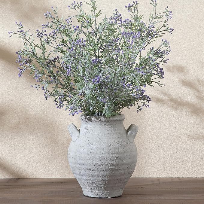 Ceramic Flower Vase, 7.36 Inch Rustic Farmhouse Vases Decorative Vintage Vase for Home Decor Table Living Room Kitchen Bedroom Shelf Mantel Wedding Centerpiece