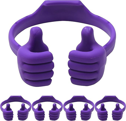 Honsky Cell Phone Tablet Stands (Pack of 5) Thumbs-up Cellphone Holder, Tablet Display Stand, Mobile Smartphone Mount Cradle for Desk Desktop - Universal, Multi-Angle, Cute, Purple