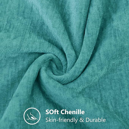 decorUhome Chenille Turquoise Throw Pillow Covers 12x20 Inch Set of 2, Decorative Soft Couch Pillow Covers Solid Dyed Accent Farmhouse Neutral Rectangle Pillow Cases for Sofa Bed Living Room