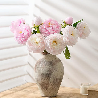SIDUCAL Ceramic Vintage Flower Vase | 9 Inch Large Pottery Rustic Farmhouse Boho Vase for Home Decor, Table, Living Room, Bathroom, Coffee Desk, Shelf, Mantel Decoration, Wedding, Terra