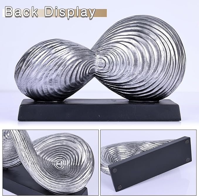 orenm Modern Infinity Loop Symbol Sculpture,Abstract Art Geometric Knot Home Decorations,Unique Shelf Decor Sculpture for Desk Paperweights,Entryway Table,Living, Coffee Table Decor (Silver)