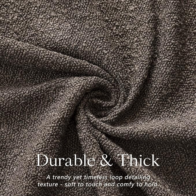 Foindtower Textured Boucle Throw Pillow Covers Accent Solid Pillow Cases Cozy Soft Decorative Couch Cushion Case for Chair Sofa Bedroom Living Room Home Decor, 20 x 20 Inch,Dark Brown