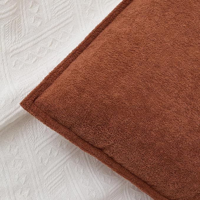 Kevin Textile Waterproof Decorative Pillow Covers Rust 26x26 Inch Pack of 2 Soft Boucle Textured Euro Pillowcases Elegant Accent Pillows for Couch Sofa Chair Bed Home Decor Indoor Outdoor
