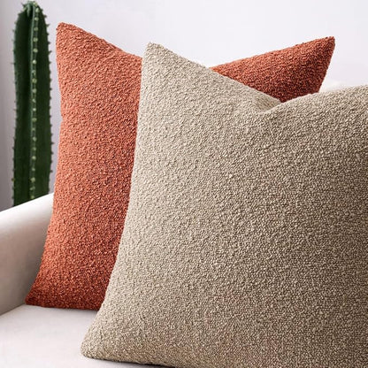 MIULEE 24x24 Inch Textured Boucle Throw Pillow Cover Burnt Orange Accent Solid Eruo Sham Pillow Case Decorative Soft Pack of 1 Couch Cushion Chair Sofa Bedroom Livingroom Home Decor
