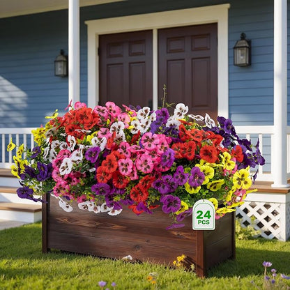 Artificial Flowers, 24 Bundles, Decorative Bouquets for Home, Wedding, Garden, Office Decor (6 Multicolor)