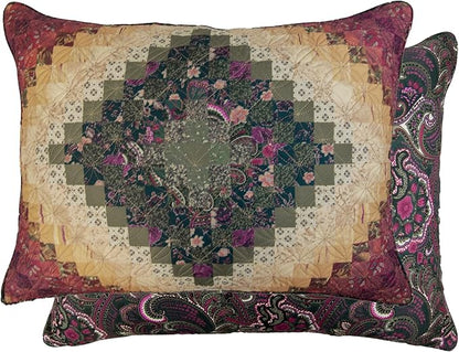 Donna Sharp Contemporary Polyester Quilt Bedding Set with Spice Postage Stamp Design - 2-Piece Twin Size Quilt Set - Includes Quilt and One Pillow Shams - Perfect for Any Decor