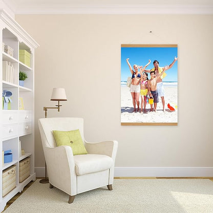 SZDHHH Custom Photo Prints with Magnetic Hanger Frame Canvas Poster Prints With Your Photos Personalized Hanging Poster Pictures Wall Art Decor Framed for Home Decor Gifts Keepsakes (32" Lx24 W)
