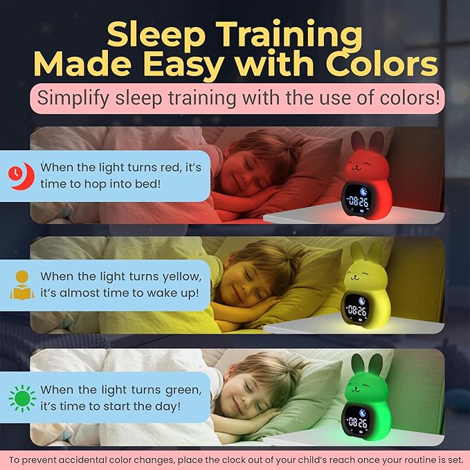 Bumble & Bright App-Controlled Kids Sleep Trainer – Color-Changing Night Light Alarm Clock with Sounds, OK-to-Wake Toddler Clock, USB-C Corded with Backup Battery, Gift for Boys & Girls
