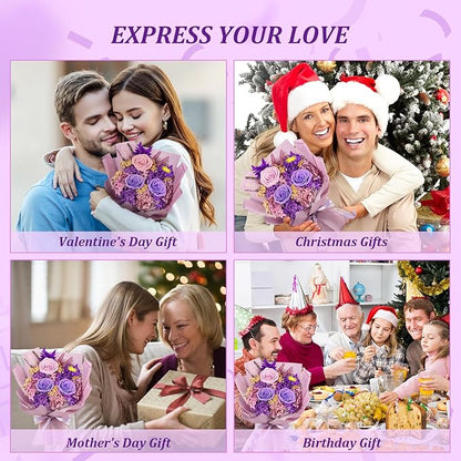 Flowers for Delivery Prime Preserved Flowers Bouquets That Last 3-5 Years Real Forever Flowers Rose Bouquet Mothers Day Gifts for Mom Anniversary Birthday Gift for Her Women Mom Grandma Wife Friends