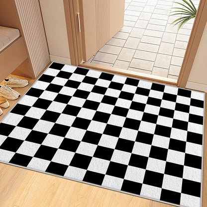 Black and White Checkered Rug for Living Room, 5x8 Area Rugs, Checkered Area Rug, Geometric Plaid Large Rugs, Washable Non Slip Retro Grid Carpet Home Floor Decor